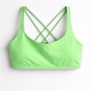 Lululemon Neon Green Strappy Back Sports Bra Size 10 Yoga Workout